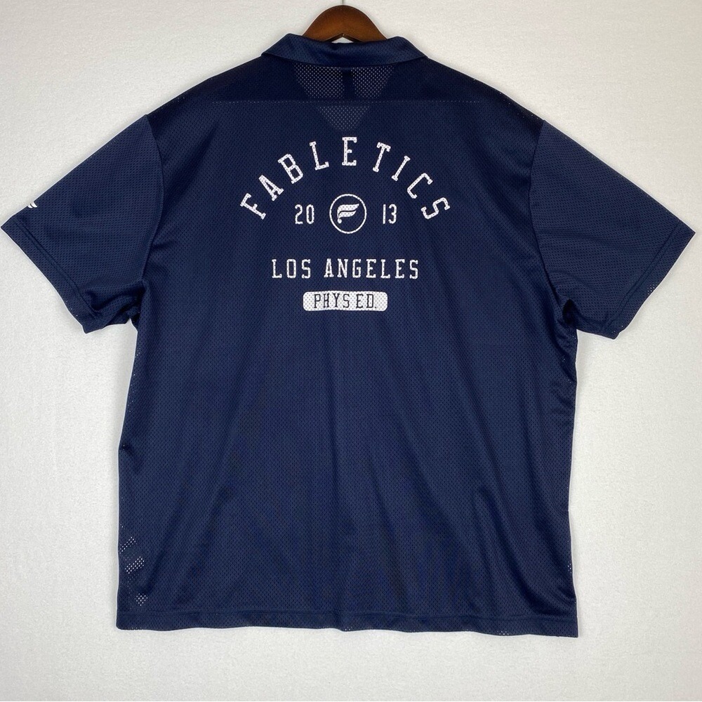Fabletics The Rec‎ Button Up 2.0 Men's 2XL Navy Blue Mesh Breathable Lightweight